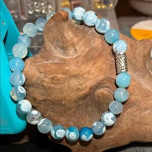 8mm Icy Blue Fire agate